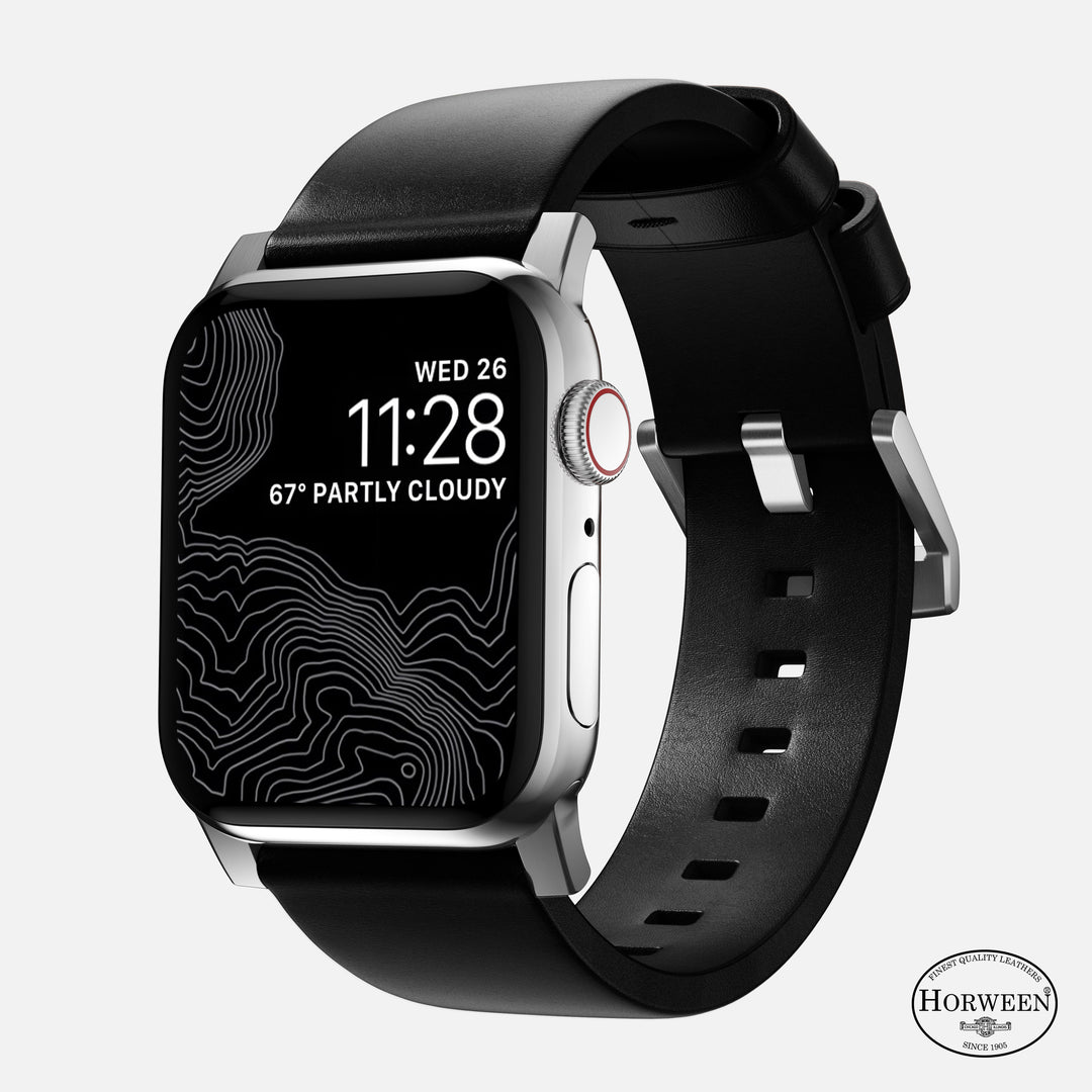 Modern Band - 46mm/49mm Apple Watch - Silver Hardware | Black Horween Leather - Image 3