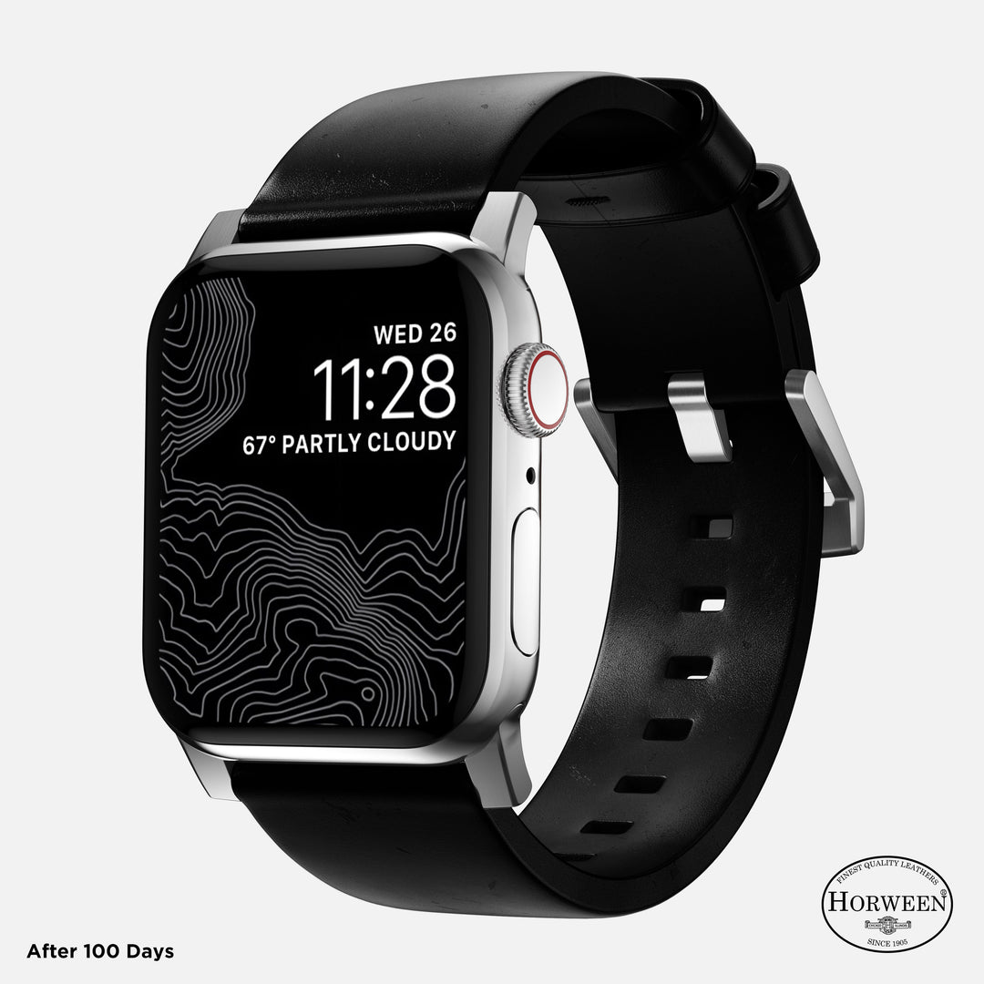 Modern Band - 46mm/49mm Apple Watch - Silver Hardware | Black Horween Leather - Image 2