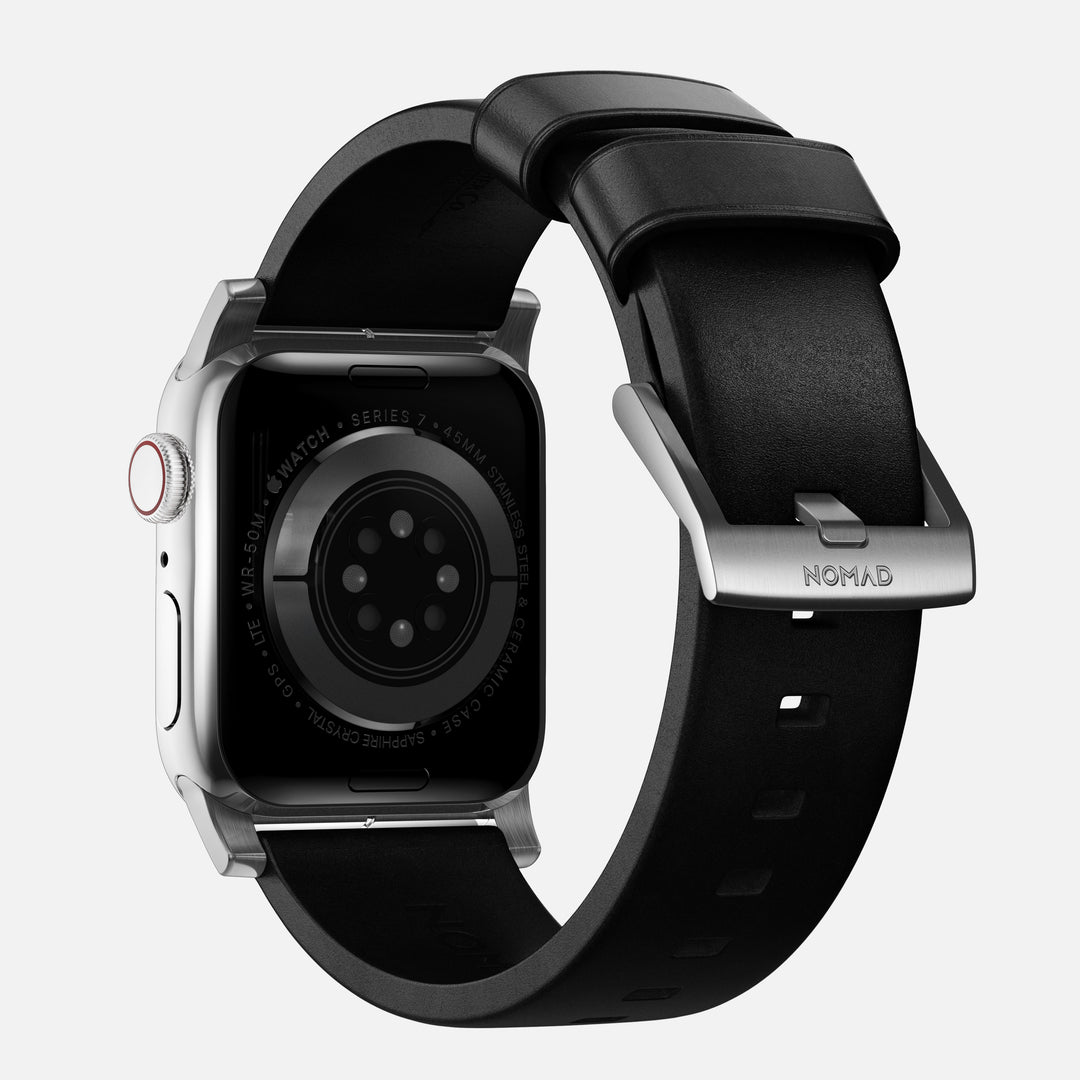 Modern Band - 46mm/49mm Apple Watch - Silver Hardware | Black Horween Leather - Image 4