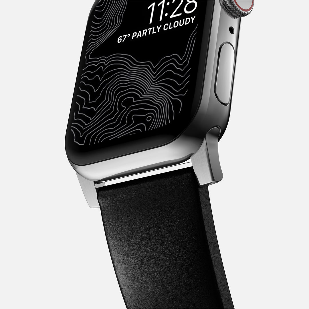 Modern Band - 46mm/49mm Apple Watch - Silver Hardware | Black Horween Leather - Image 6