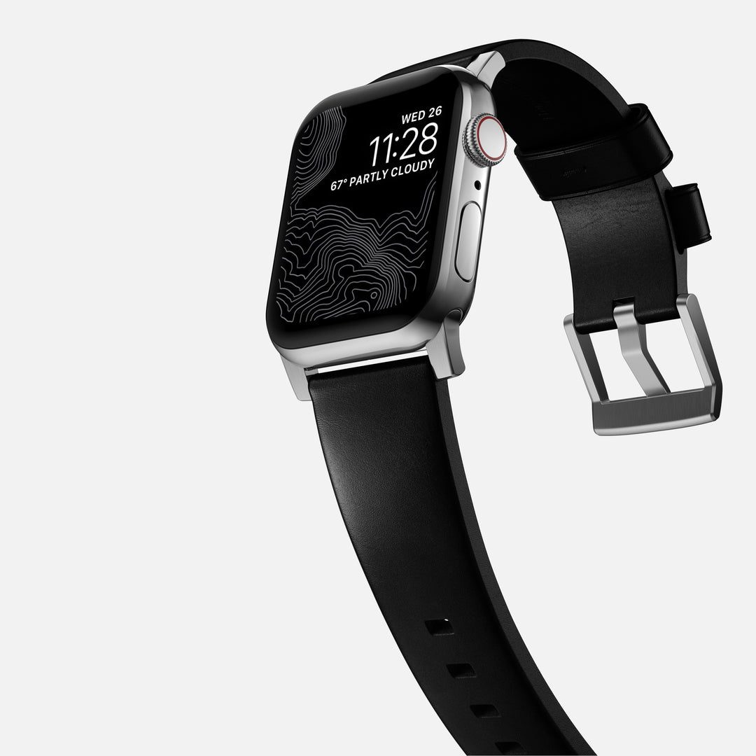 Modern Band - 46mm/49mm Apple Watch - Silver Hardware | Black Horween Leather - Image 10