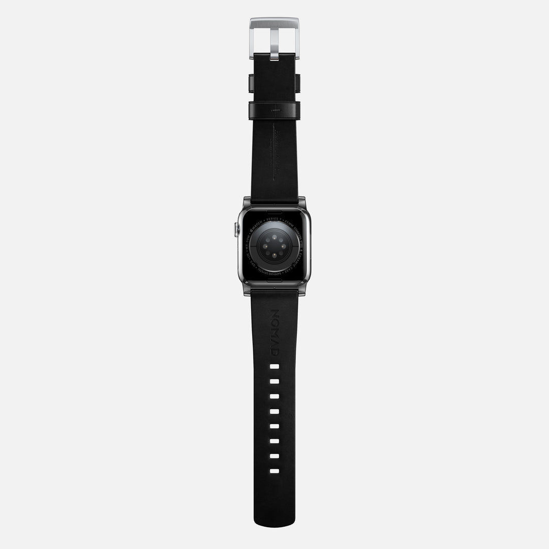 Modern Band - 46mm/49mm Apple Watch - Silver Hardware | Black Horween Leather - Image 9