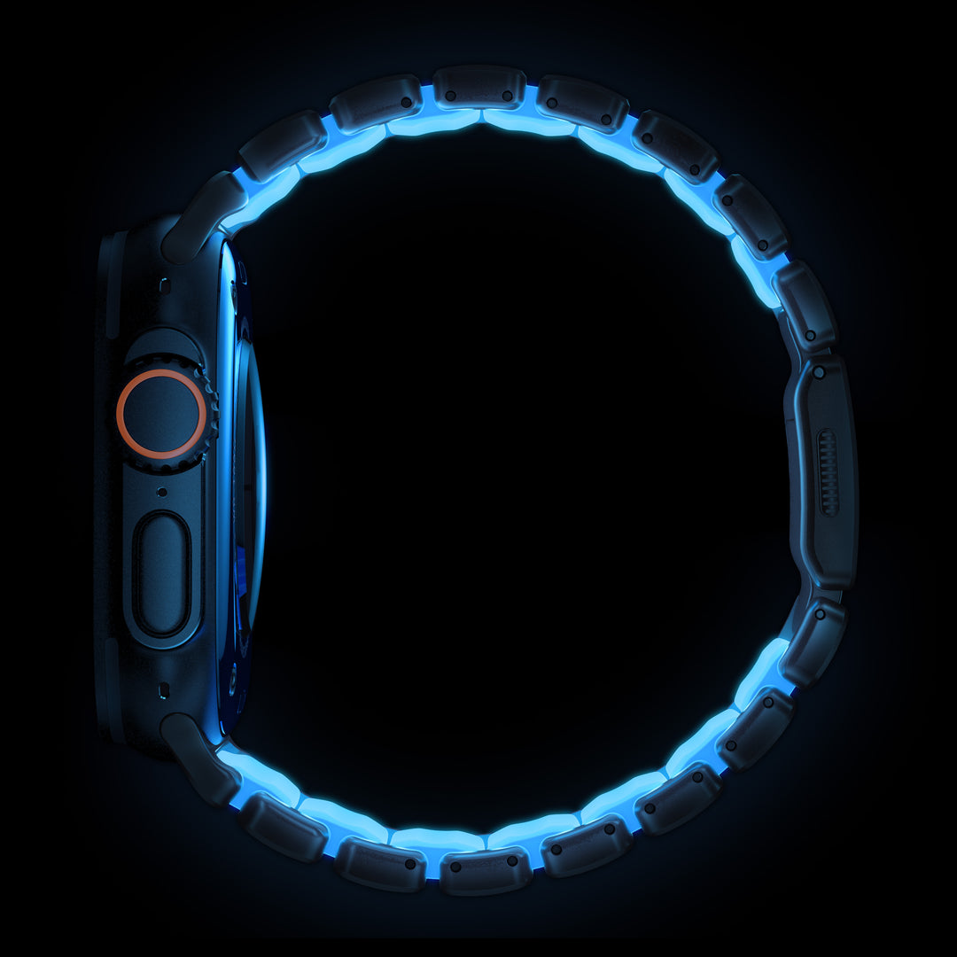 Stratos Band - 49mm | Black Titanium | Icy Blue Glow FKM - Image 4