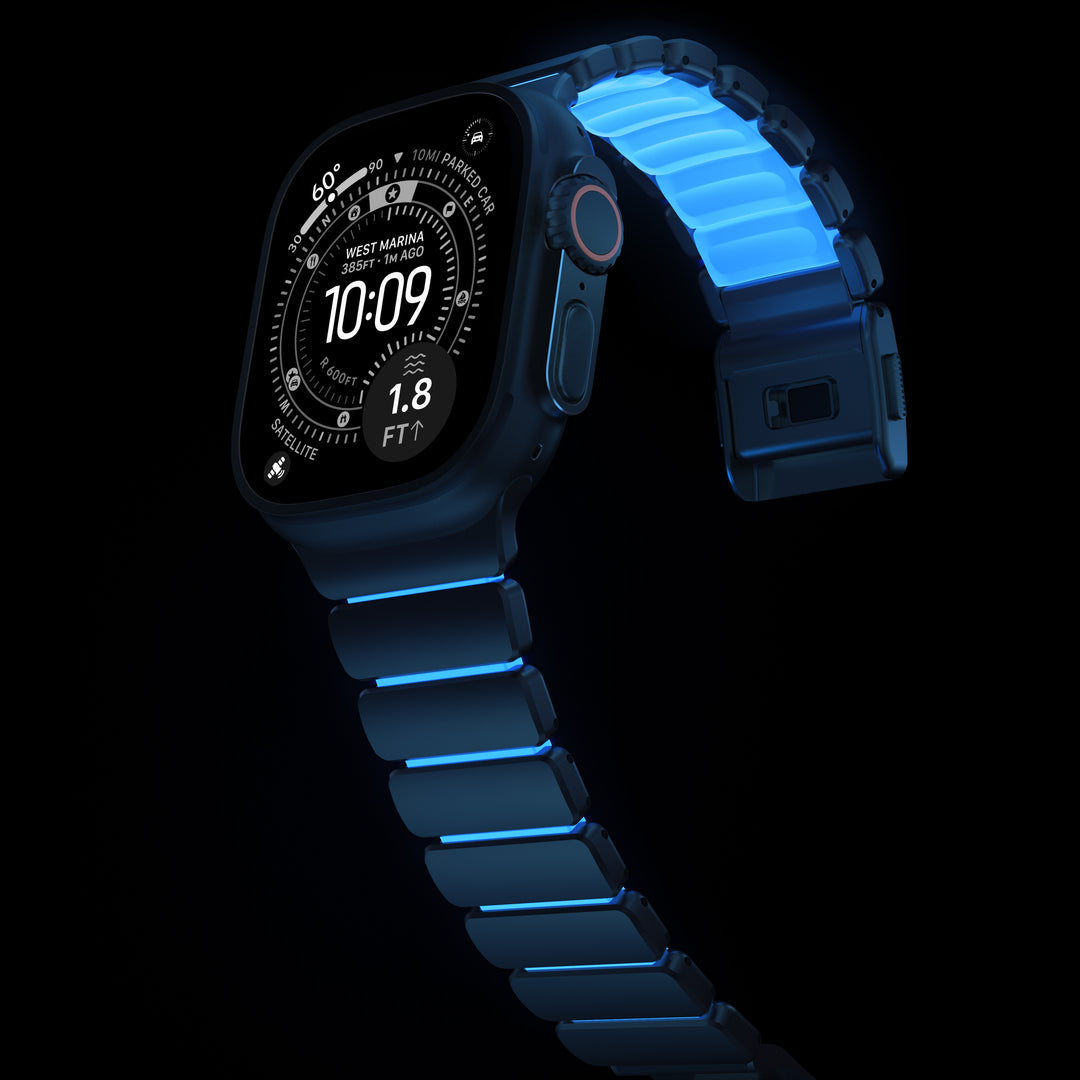 Stratos Band - 49mm | Black Titanium | Icy Blue Glow FKM - Image 8