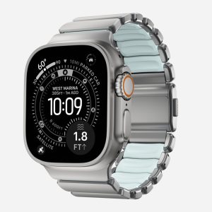 Stratos Band - 49mm | Natural Titanium | Icy Blue Glow FKM