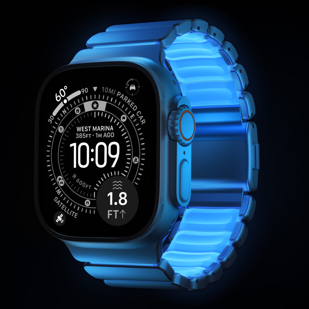 Stratos Band - 49mm | Natural Titanium | Icy Blue Glow FKM - Image 2