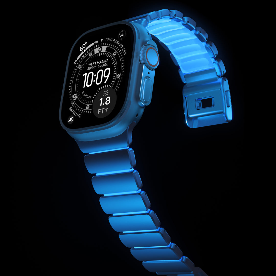 Stratos Band - 49mm | Natural Titanium | Icy Blue Glow FKM - Image 8