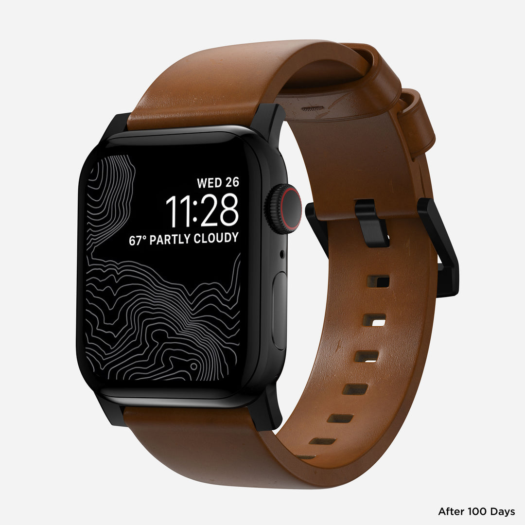 Modern Band - 46mm/49mm Apple Watch - Black Hardware | English Tan Leather - Image 2