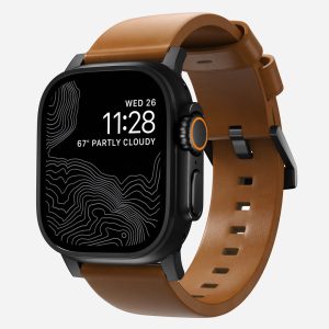 Modern Band - 46mm/49mm Apple Watch - Black Hardware | English Tan Leather