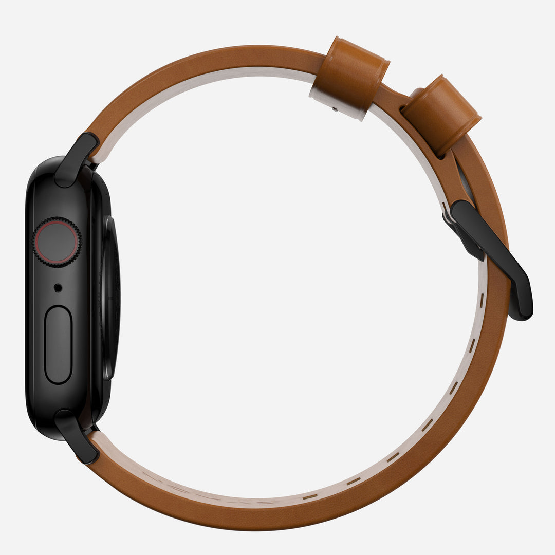 Modern Band - 46mm/49mm Apple Watch - Black Hardware | English Tan Leather - Image 4