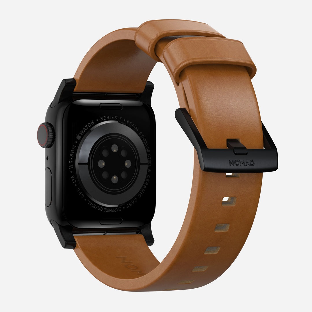 Modern Band - 46mm/49mm Apple Watch - Black Hardware | English Tan Leather - Image 3