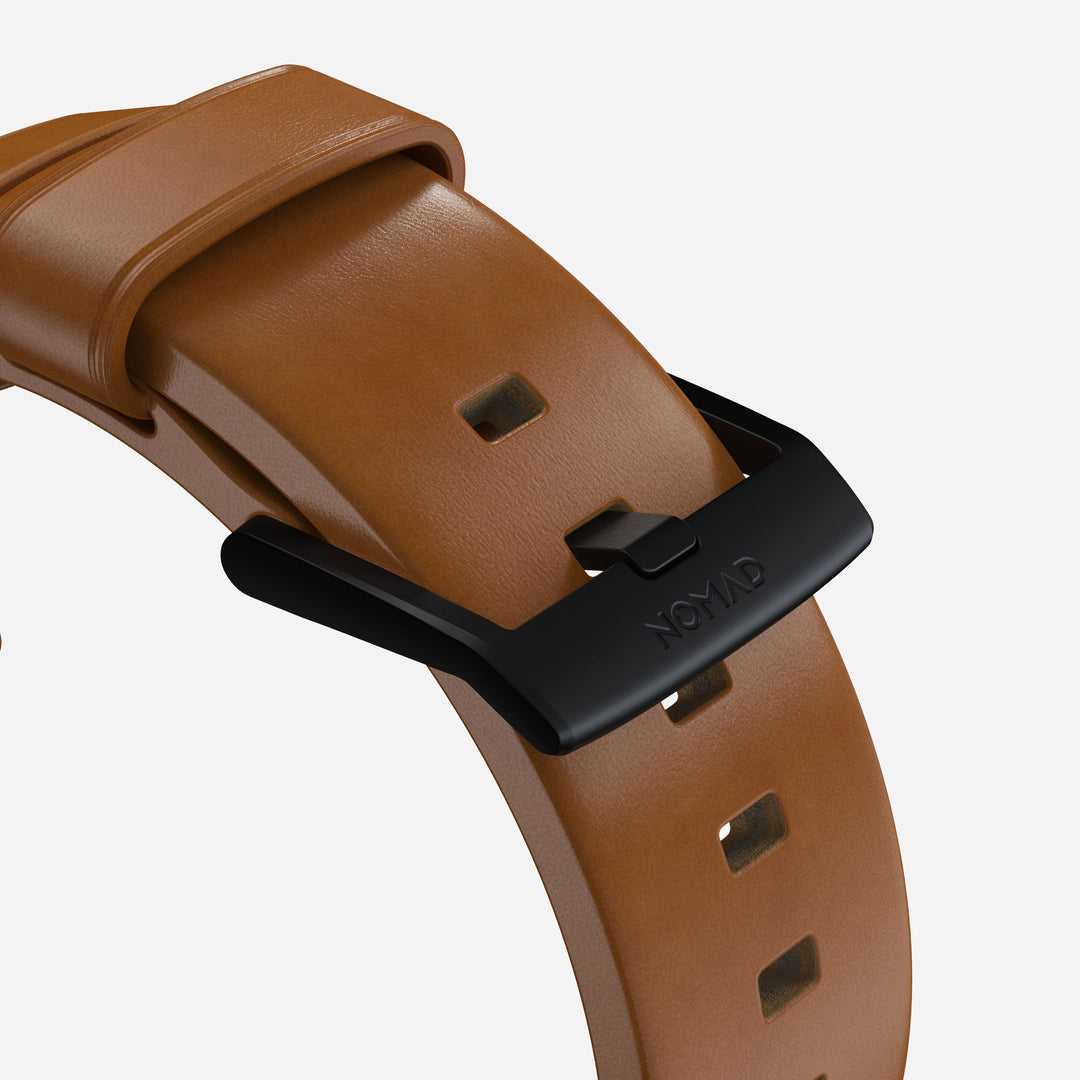 Modern Band - 46mm/49mm Apple Watch - Black Hardware | English Tan Leather - Image 6