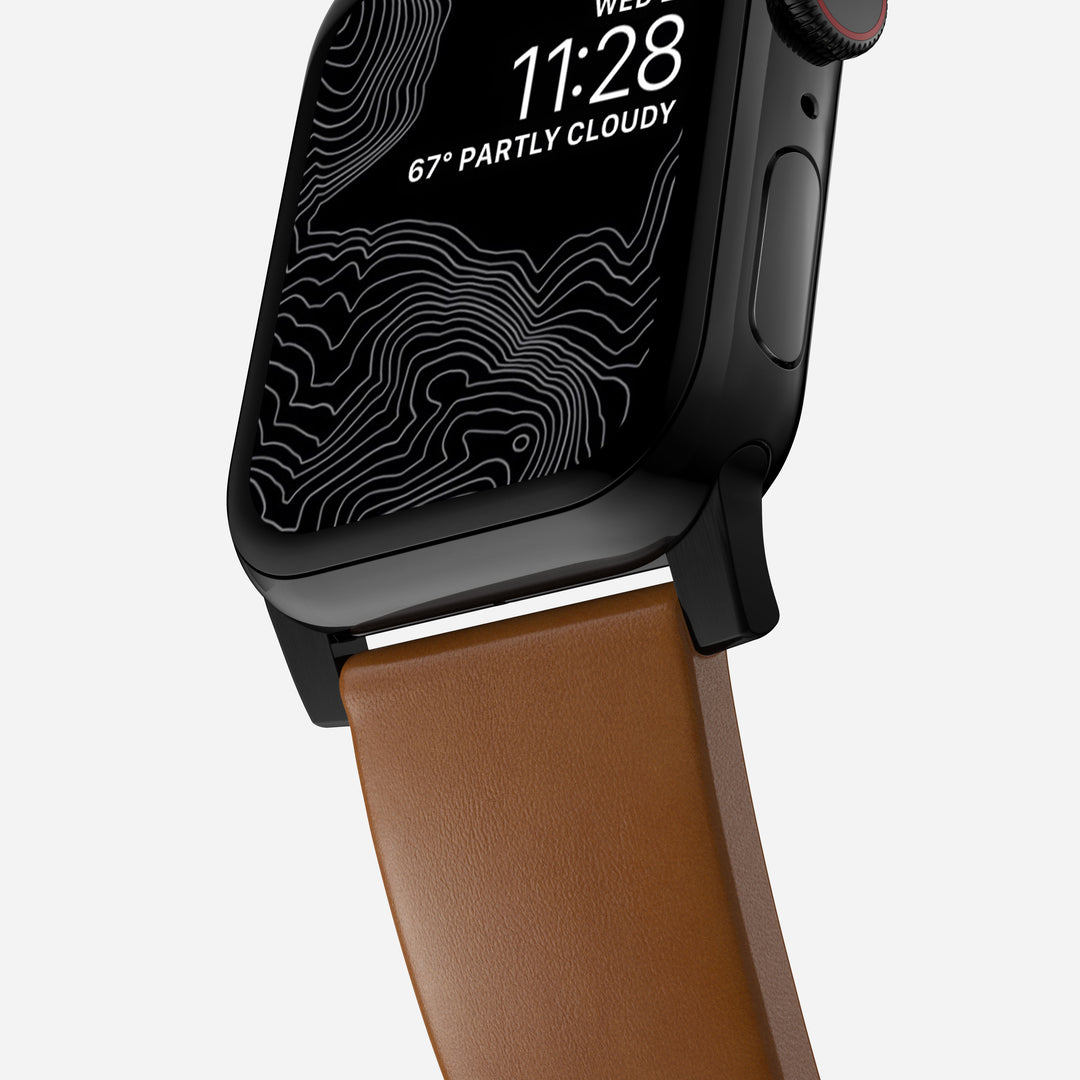 Modern Band - 46mm/49mm Apple Watch - Black Hardware | English Tan Leather - Image 5