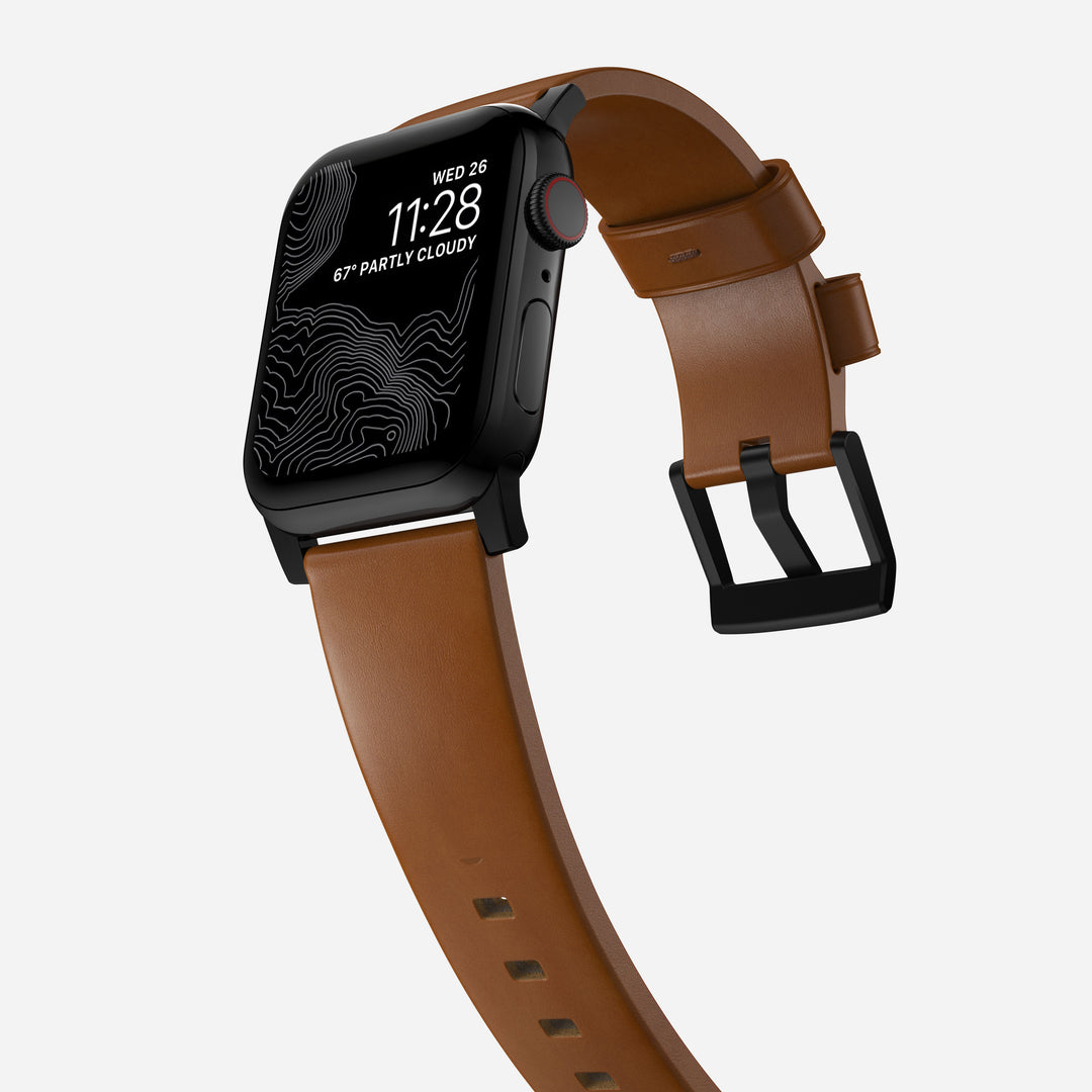 Modern Band - 46mm/49mm Apple Watch - Black Hardware | English Tan Leather - Image 9