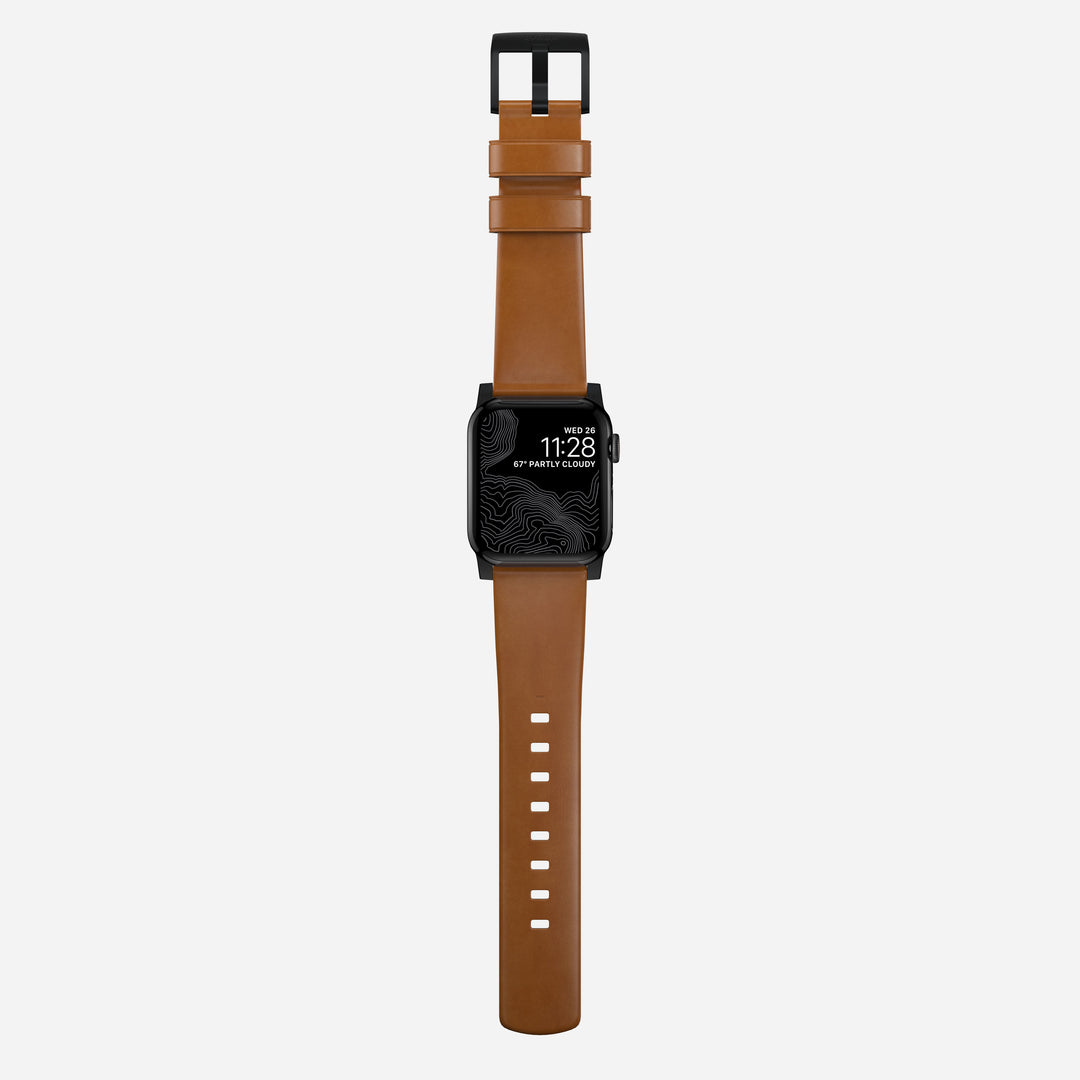 Modern Band - 46mm/49mm Apple Watch - Black Hardware | English Tan Leather - Image 7