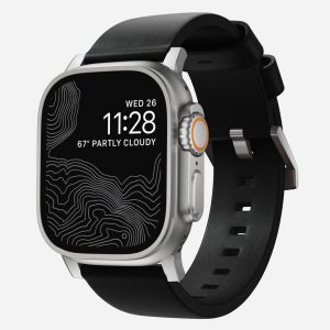 Modern Band - 46mm/49mm Apple Watch - Silver Hardware | Black | Sustainable Leather