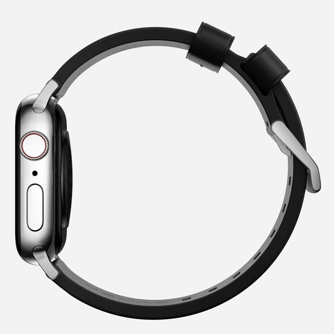 Modern Band - 46mm/49mm Apple Watch - Silver Hardware | Black | Sustainable Leather - Image 5