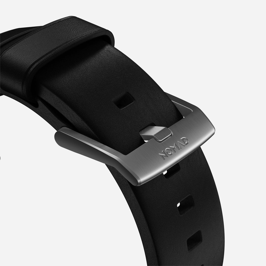 Modern Band - 46mm/49mm Apple Watch - Silver Hardware | Black | Sustainable Leather - Image 7