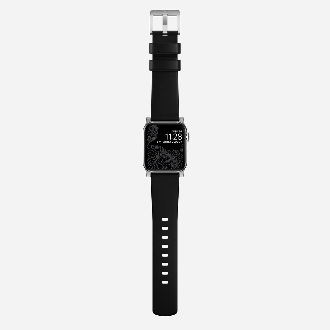 Modern Band - 46mm/49mm Apple Watch - Silver Hardware | Black | Sustainable Leather - Image 8