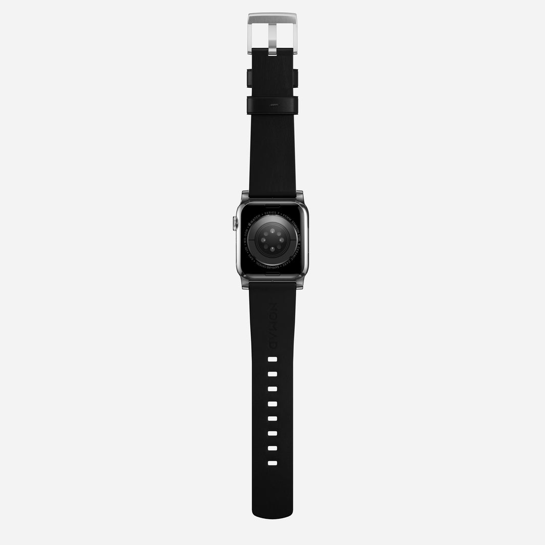 Modern Band - 46mm/49mm Apple Watch - Silver Hardware | Black | Sustainable Leather - Image 9