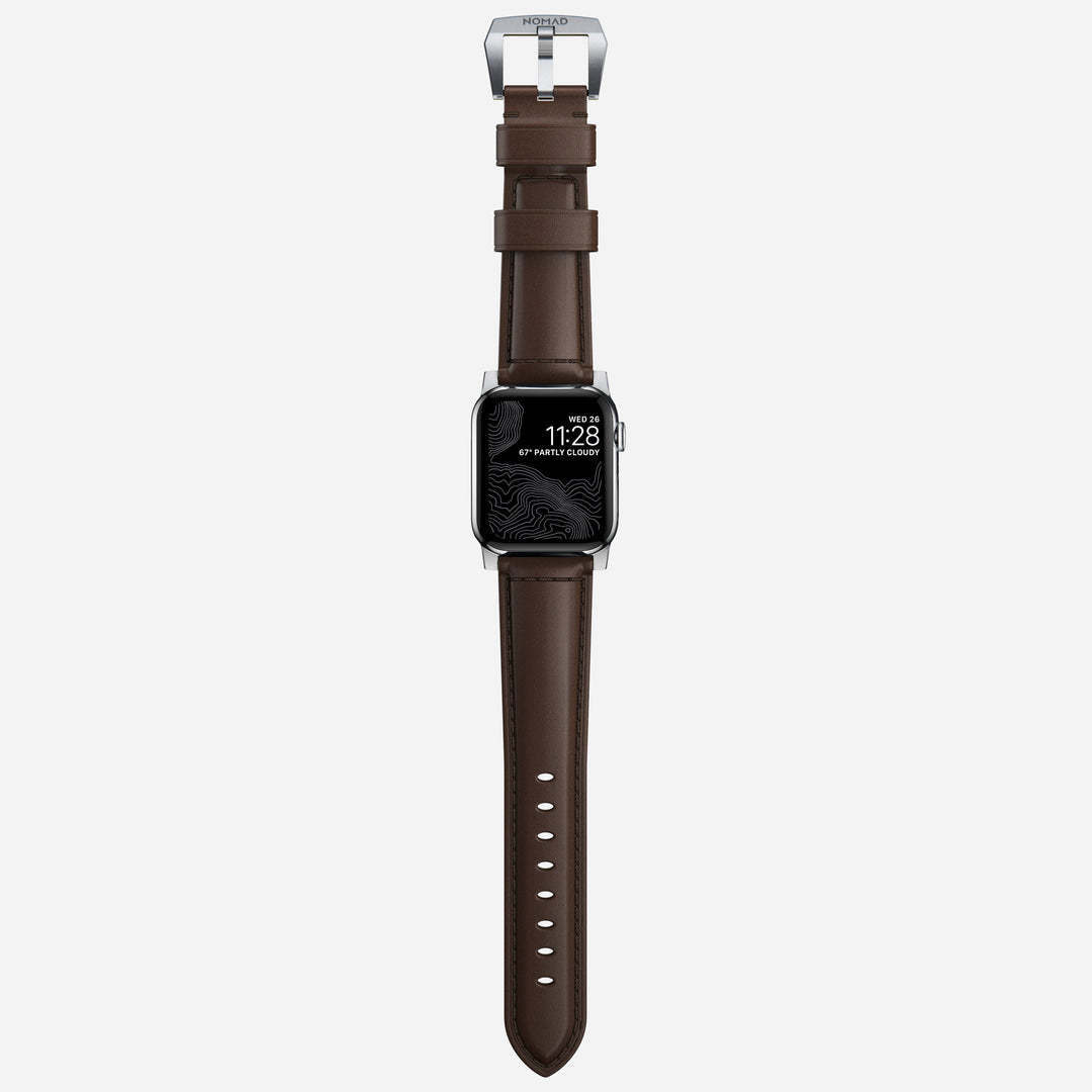 Traditional Band - 46mm/49mm | Silver Hardware | Rustic Brown | Horween - Image 5
