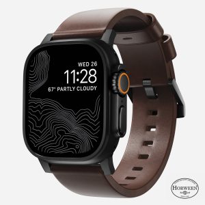 Modern Band - 46mm/49mm Apple Watch - Black Hardware | Rustic Brown Horween Leather