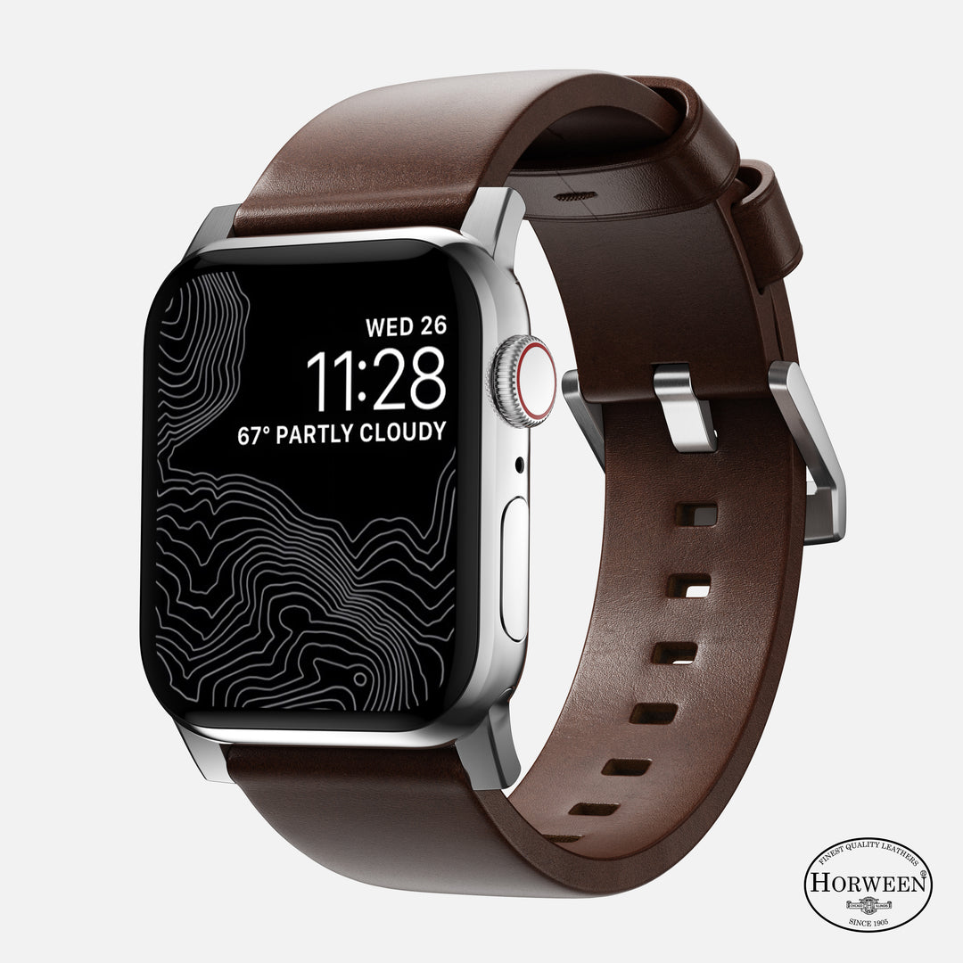 Modern Band - 46mm/49mm Apple Watch - Silver Hardware | Rustic Brown | Horween® - Image 3