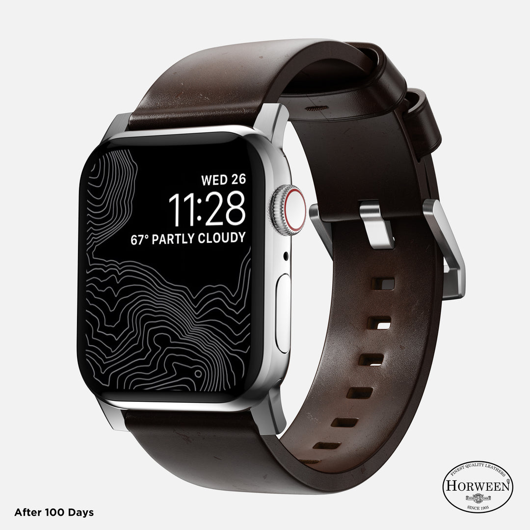 Modern Band - 46mm/49mm Apple Watch - Silver Hardware | Rustic Brown | Horween® - Image 2