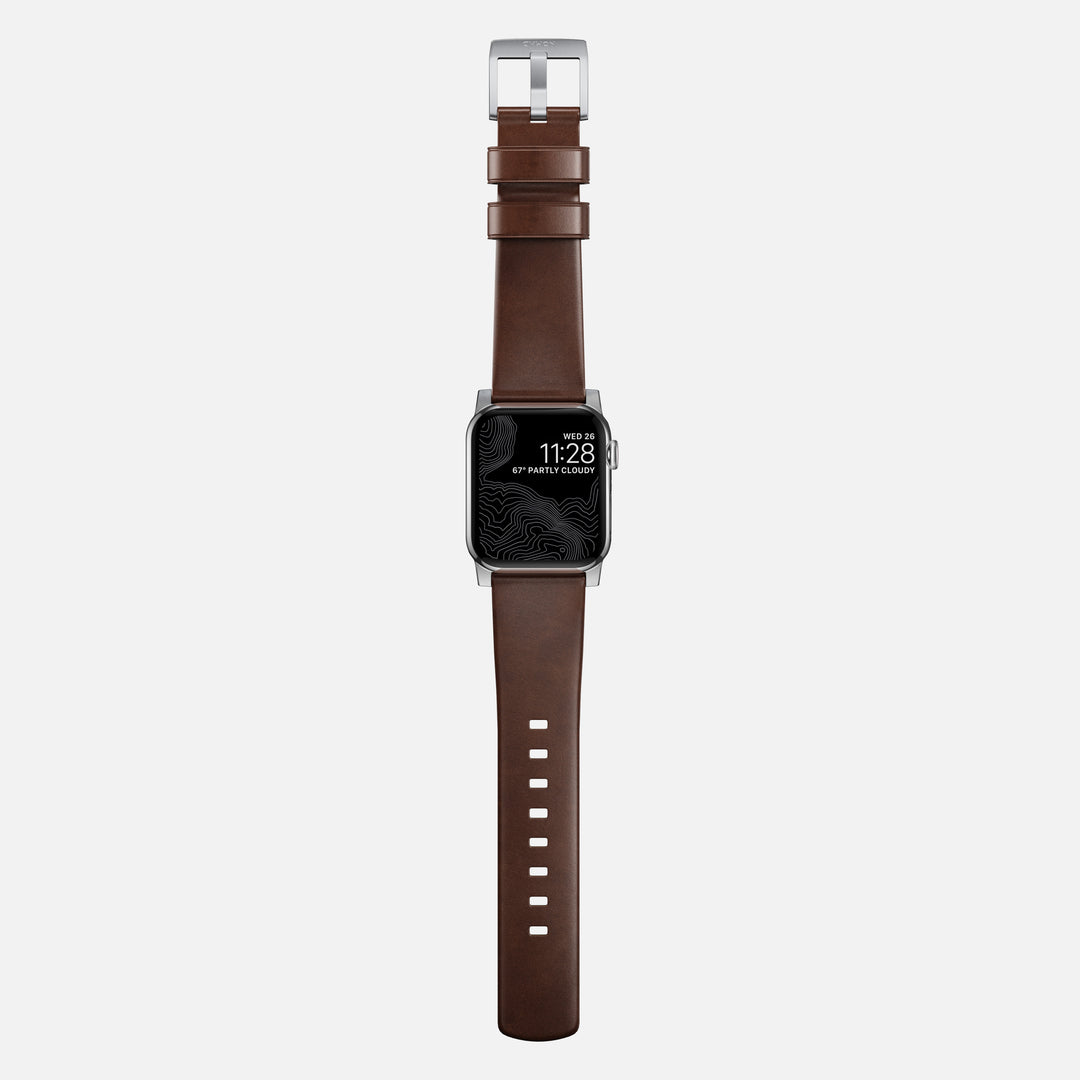 Modern Band - 46mm/49mm Apple Watch - Silver Hardware | Rustic Brown | Horween® - Image 8