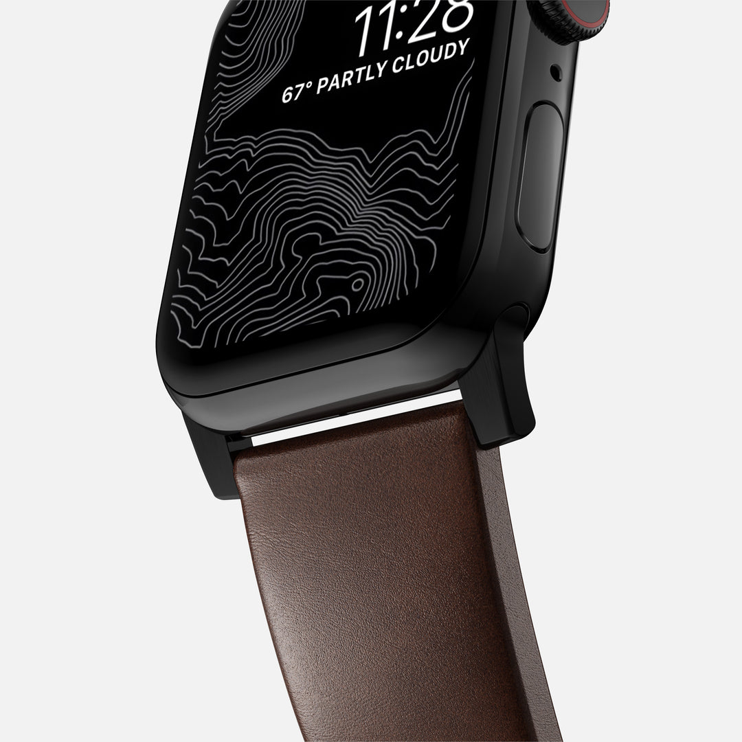 Modern Band - 46mm/49mm Apple Watch - Black Hardware | Rustic Brown Horween Leather - Image 5
