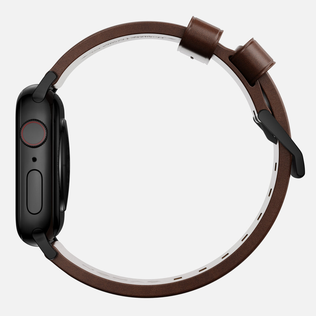 Modern Band - 46mm/49mm Apple Watch - Black Hardware | Rustic Brown Horween Leather - Image 4