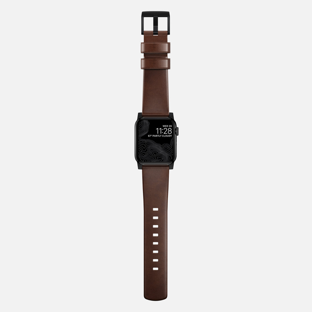 Modern Band - 46mm/49mm Apple Watch - Black Hardware | Rustic Brown Horween Leather - Image 7