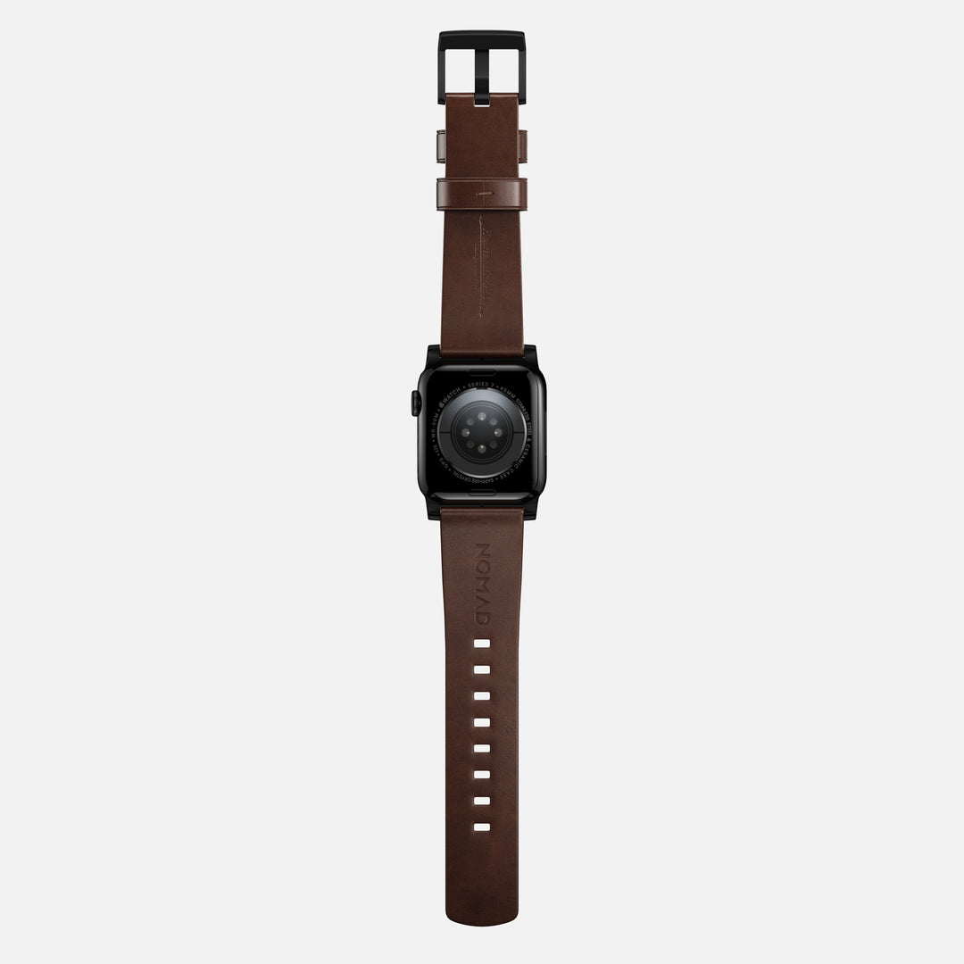 Modern Band - 46mm/49mm Apple Watch - Black Hardware | Rustic Brown Horween Leather - Image 8