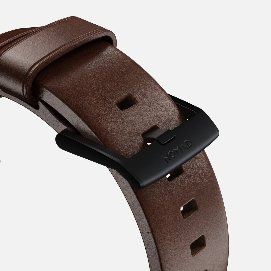 Modern Band - 46mm/49mm Apple Watch - Black Hardware | Rustic Brown Horween Leather - Image 6